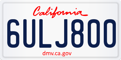 CA license plate 6ULJ800