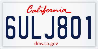 CA license plate 6ULJ801