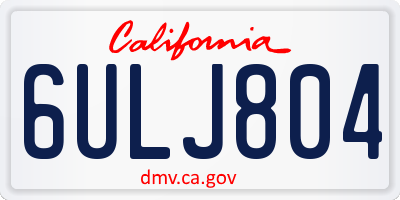 CA license plate 6ULJ804
