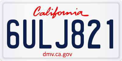 CA license plate 6ULJ821