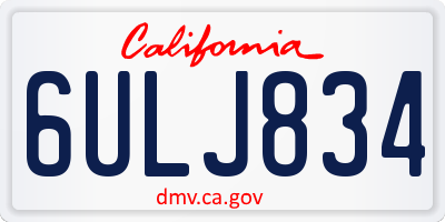 CA license plate 6ULJ834