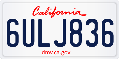 CA license plate 6ULJ836