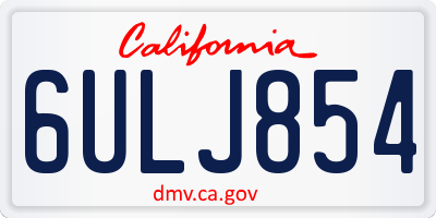 CA license plate 6ULJ854
