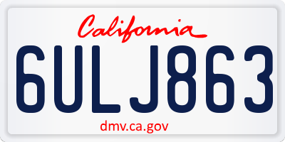 CA license plate 6ULJ863