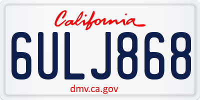 CA license plate 6ULJ868