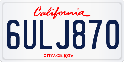 CA license plate 6ULJ870
