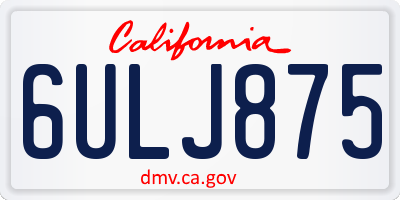 CA license plate 6ULJ875