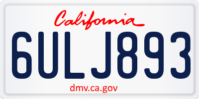 CA license plate 6ULJ893