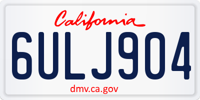 CA license plate 6ULJ904