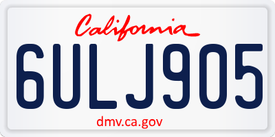 CA license plate 6ULJ905