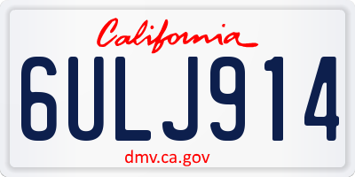 CA license plate 6ULJ914