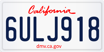 CA license plate 6ULJ918