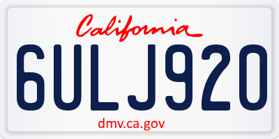 CA license plate 6ULJ920