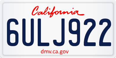 CA license plate 6ULJ922