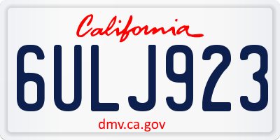 CA license plate 6ULJ923