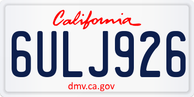 CA license plate 6ULJ926