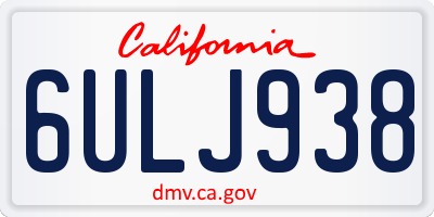CA license plate 6ULJ938