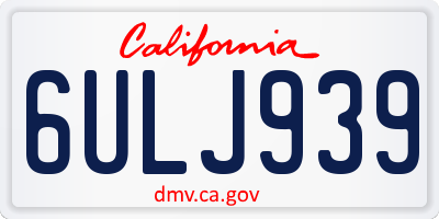 CA license plate 6ULJ939