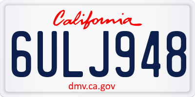 CA license plate 6ULJ948