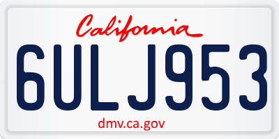 CA license plate 6ULJ953