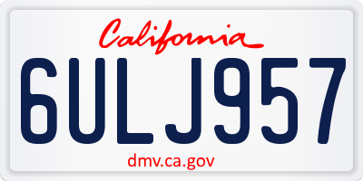 CA license plate 6ULJ957