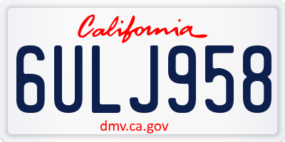 CA license plate 6ULJ958