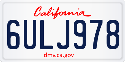 CA license plate 6ULJ978