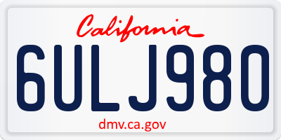 CA license plate 6ULJ980