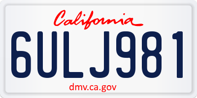 CA license plate 6ULJ981