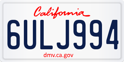 CA license plate 6ULJ994