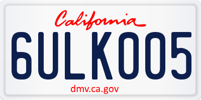 CA license plate 6ULK005