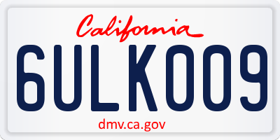 CA license plate 6ULK009