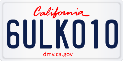 CA license plate 6ULK010