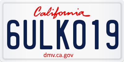 CA license plate 6ULK019