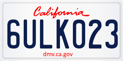 CA license plate 6ULK023