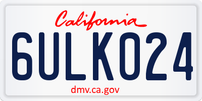 CA license plate 6ULK024