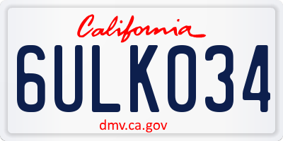 CA license plate 6ULK034