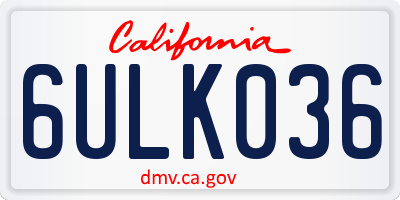 CA license plate 6ULK036