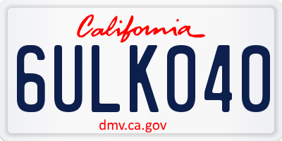 CA license plate 6ULK040