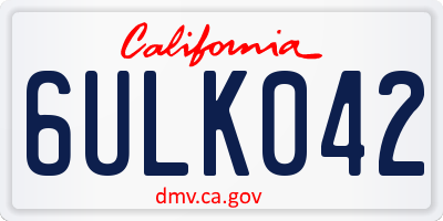 CA license plate 6ULK042