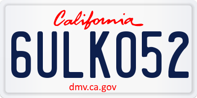 CA license plate 6ULK052