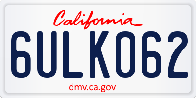 CA license plate 6ULK062