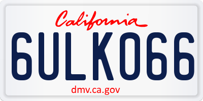 CA license plate 6ULK066