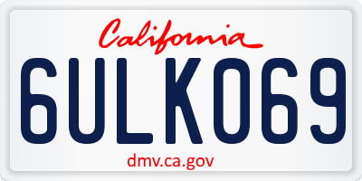 CA license plate 6ULK069