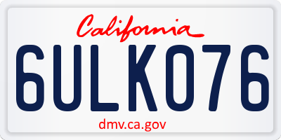 CA license plate 6ULK076