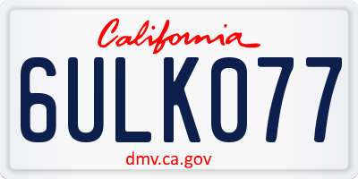 CA license plate 6ULK077
