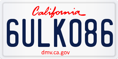 CA license plate 6ULK086