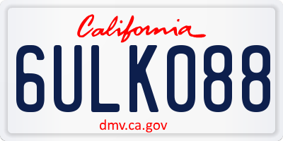 CA license plate 6ULK088
