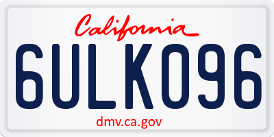 CA license plate 6ULK096