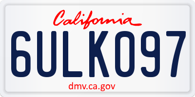 CA license plate 6ULK097